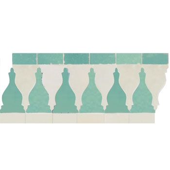 Mosaic House Moroccan tile Sharafa S 1-12 White Light Green  zellige, mosaic, zellij, border, glaze, classic, traditional 